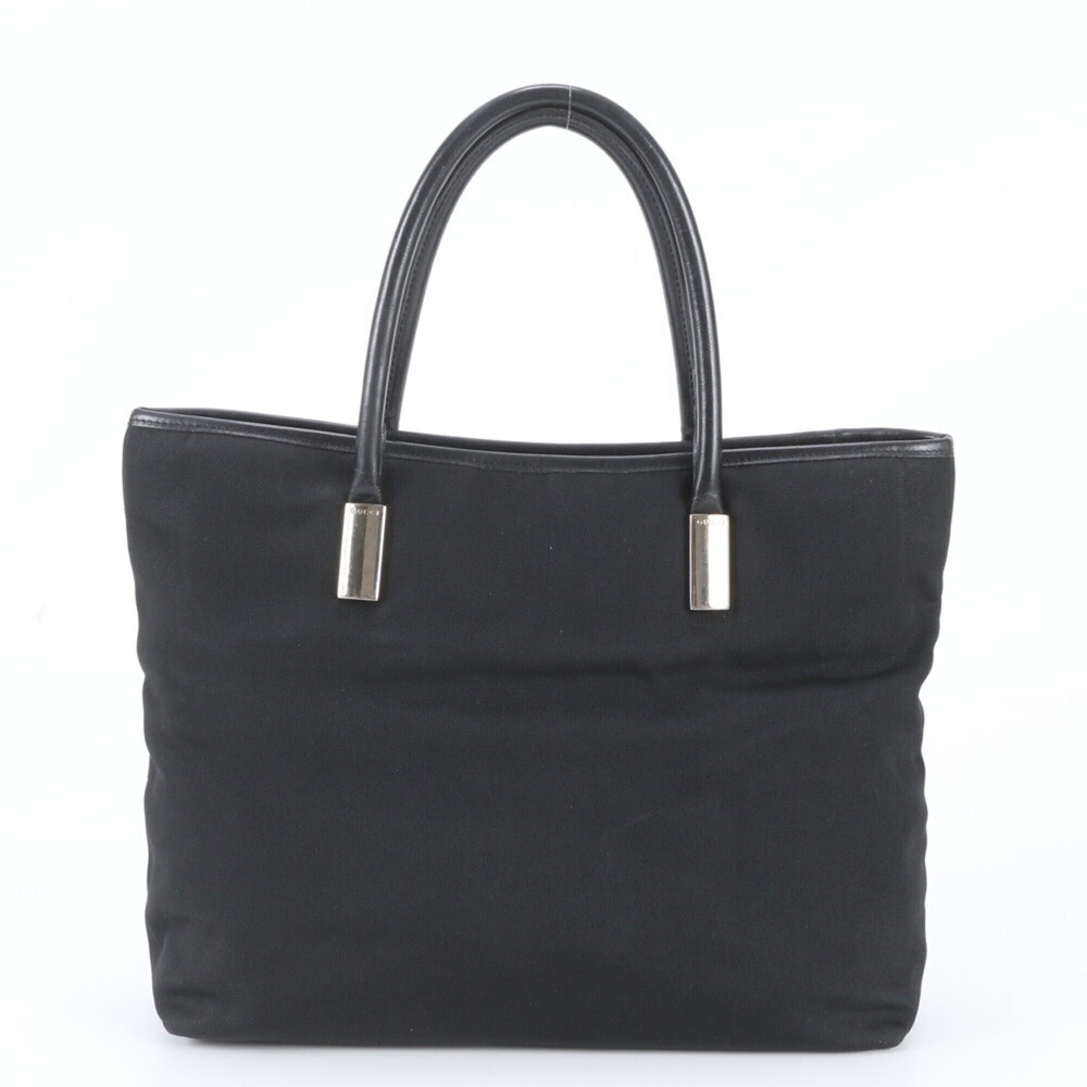 Gucci 002 2123 Leather Nylon Tote Bag Shoulder Handbag Black Women's